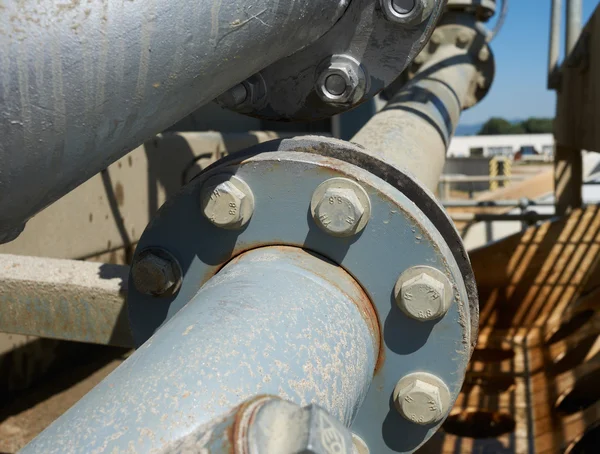 Industrial pipe connection with flange — Stock Photo, Image