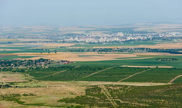 Summer field and Yambol town — Stock Photo, Image