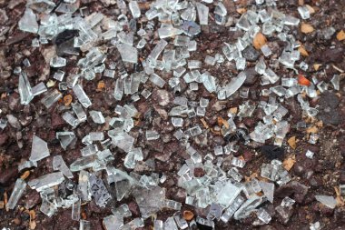 Kırılmış ya da kırılmış cam parçaları.