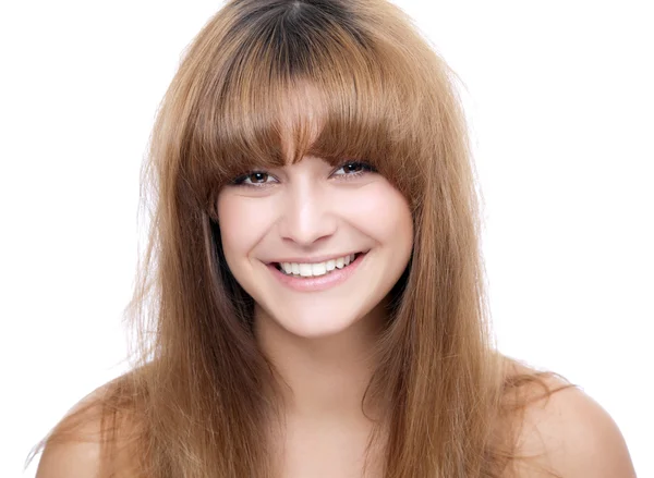 Mulher linda com cabelo bagunçado — Fotografia de Stock