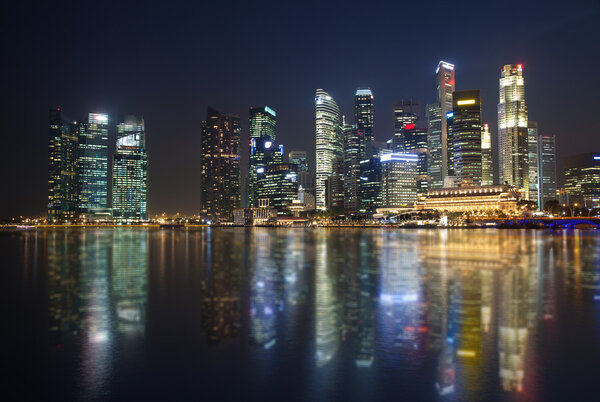 Skyscrapers in Singapore at night