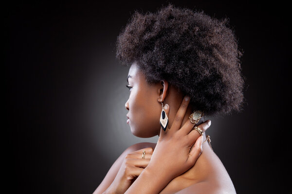 Young black beauty with afro hairstyle