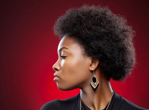 Jovem beleza preta com penteado afro — Fotografia de Stock