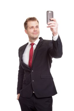 Yakışıklı işadamı bir selfie alarak