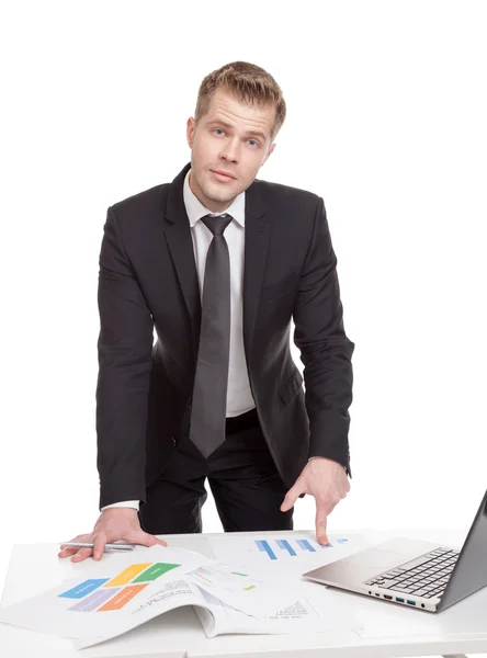 Zakenman achter het Bureau — Stockfoto