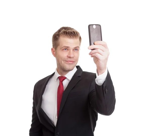 Knappe zakenman nemen een selfie — Stockfoto