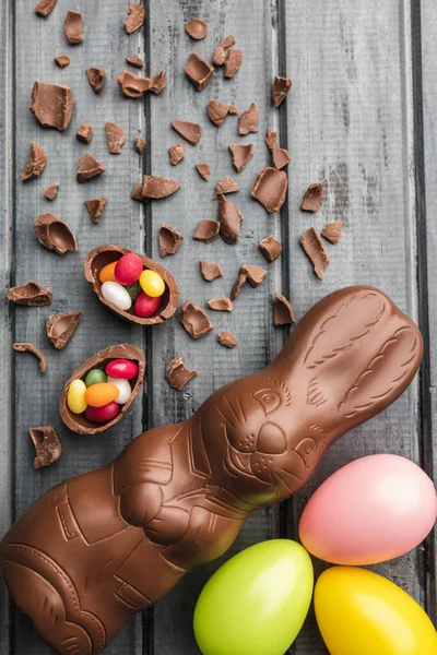 Смачний Великодній Святковий Шоколадний Кролик Яйця Цукерки — стокове фото