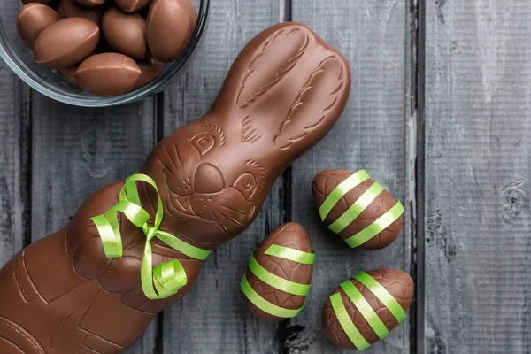 Delicious Easter Holiday Chocolate Bunny Eggs Sweets — Stock Photo, Image