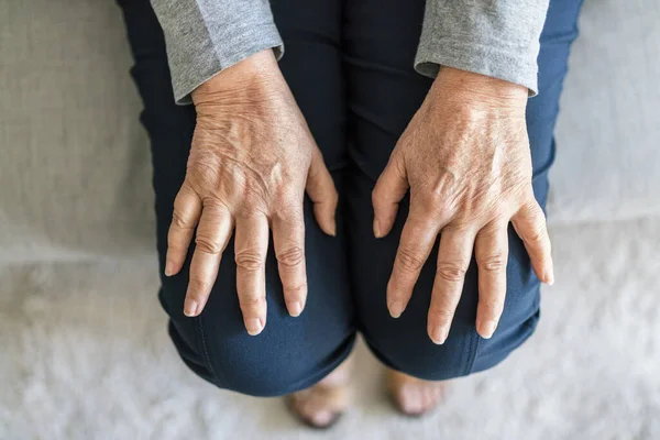 Senior Woman Home Suffering Arthritis Royalty Free Stock Photos
