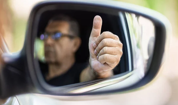 Happy Senior His 70S Driving Car — Stok fotoğraf