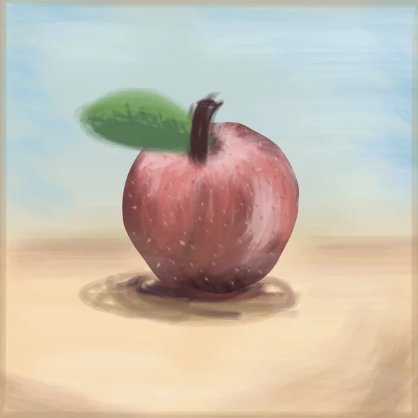 Peinture Pomme, dessin à main levée style linéaire, vecteur — Image vectorielle