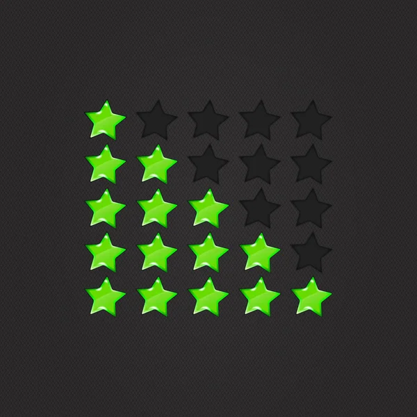 Glossy Rating Stars green — Stock Vector