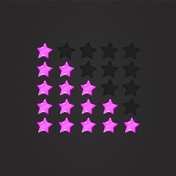 Глянсовий рейтинг зірочок фіолетовий — стоковий вектор