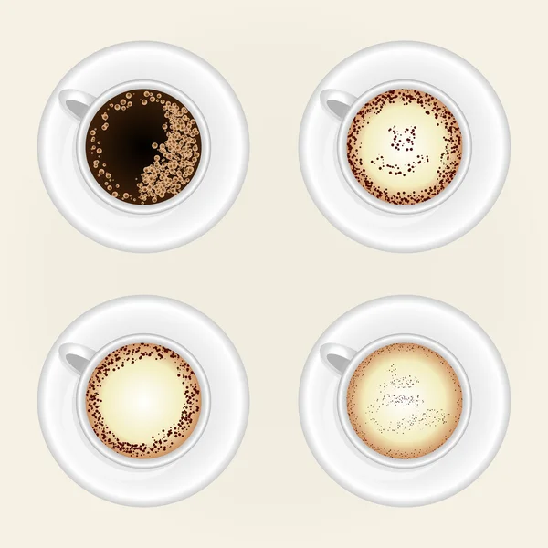Vista superior da xícara de café preto isolado no fundo branco. Vetor foto-realista . Ilustração De Bancos De Imagens