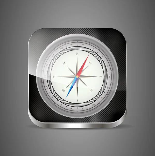 Γυαλιστερό πυξίδα app εικονίδιο με windrose. εικονογράφηση φορέας. eps10 Royalty Free Διανύσματα Αρχείου