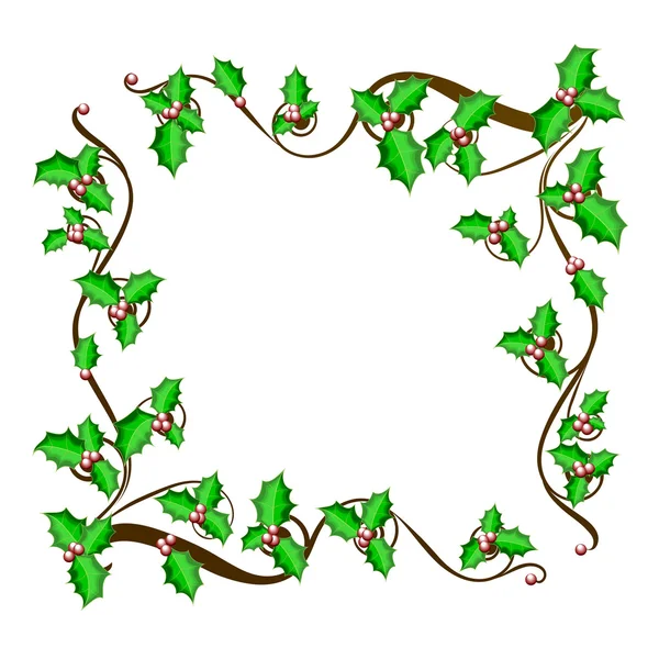 Christmas holly frame - Vektorhintergrund. — Stockvektor