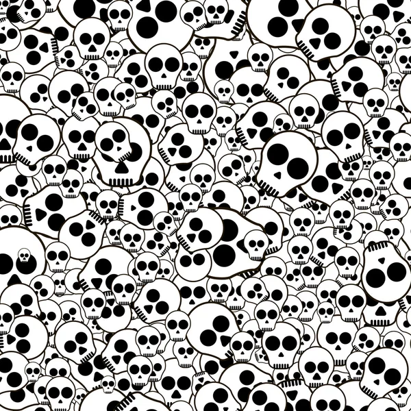 Black and white Seamless pattern with skulls on white background. — Stock Vector