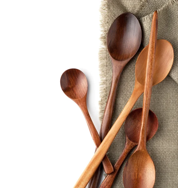 Spoons on a kitchen towel — Stock Photo, Image