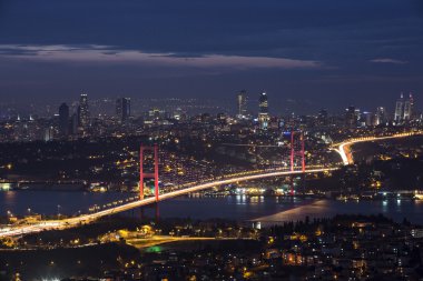 Boğaz ve köprü, gece, istanbul