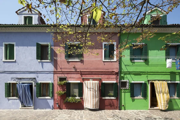 Színes házak Burano islan Velence — Stock Fotó