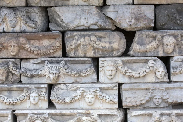Friezes on the Portico of Tiberius in Aphrodisias, Aydin, Turkey — Stock Photo, Image