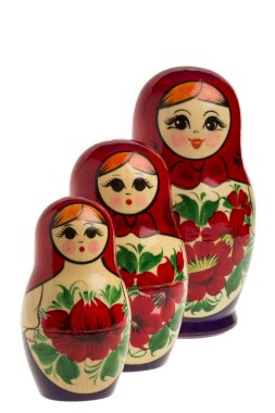 matryoshkas izole beyaz arka planda