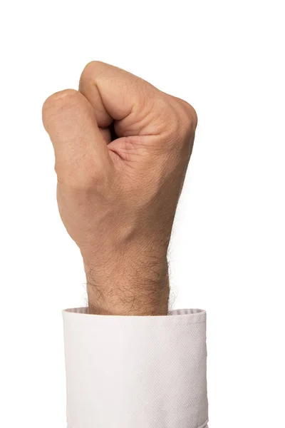 Hombre mano fisting en blanco bacground — Foto de Stock