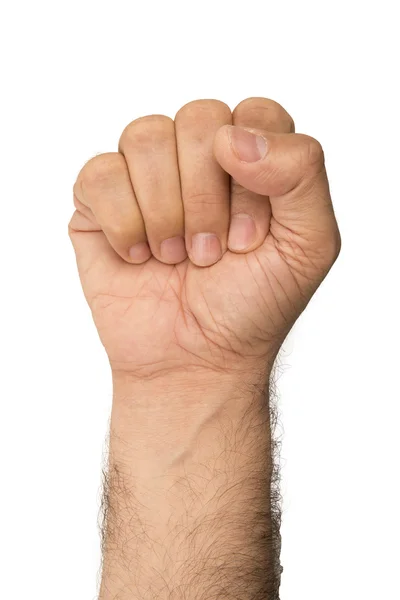 Hombre mano fisting en blanco bacground — Foto de Stock