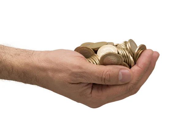 Handfuls of Turkish coins Stock Image