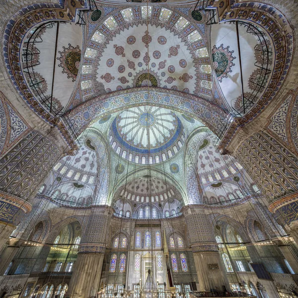 Belső nézet, a Kék mecset, a sultanahmet, Isztambul — Stock Fotó