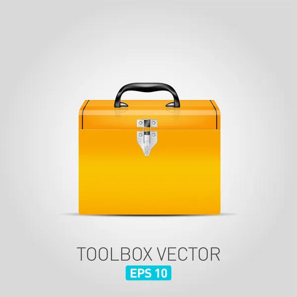 Caja de herramientas vectorial naranja con cerradura metálica — Vector de stock