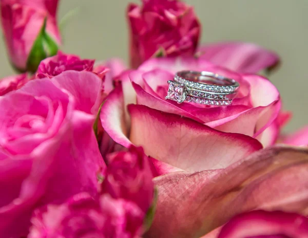 Boda Schutte - anillos de boda en ramo Imágenes De Stock Sin Royalties Gratis