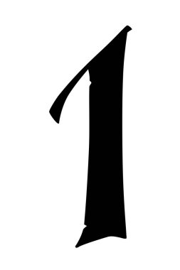 Gotik stilde bir numara. Vektör. Sembol beyaz bir arkaplanda izole edilmiştir. Kaligrafi ve harfler. Ortaçağ Latince mektubu. Şirketin logosu. Monogram. Dövme için zarif yazı tipi.