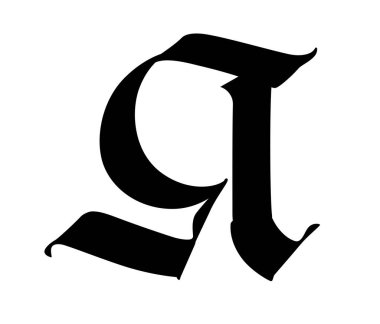 Gotik tarzdaki harf. Vektör. Alfabe. Sembol beyaz bir arkaplanda izole edilmiştir. Eski Rus el yazısı. Ortaçağ Rus mektubu. Şirketin logosu. Monogram. Dövme için zarif yazı tipi.