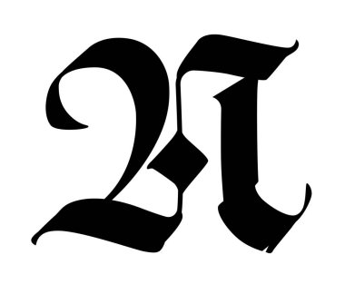 Gotik tarzın P harfi. Vektör. Alfabe. Sembol beyaz bir arkaplanda izole edilmiştir. Eski Rus el yazısı. Ortaçağ Rus mektubu. Şirketin logosu. Monogram. Dövme için zarif yazı tipi.