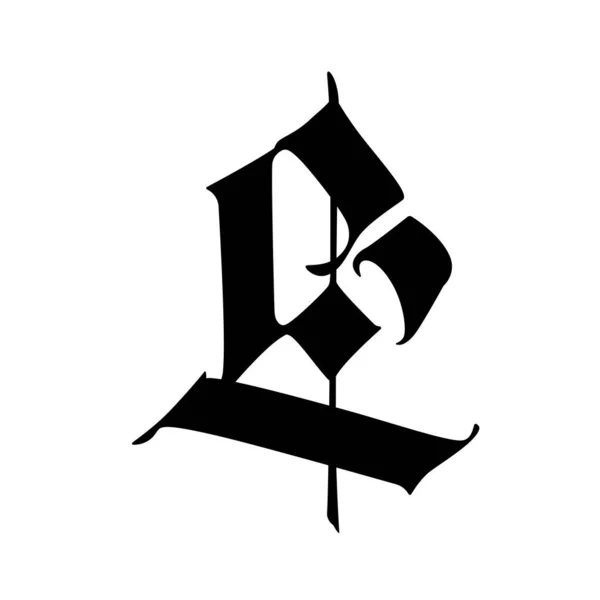字母L是哥特式的 这个符号在白色的背景上是孤立的 书法和字母书写 中世纪拉丁字母 公司的标志 字母表纹身用的精致字体 — 图库矢量图片