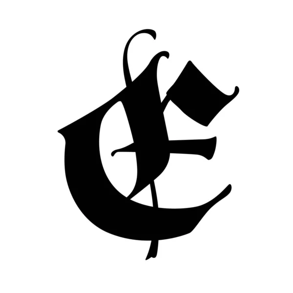 Γράμμα Στο Γοτθικό Στυλ Βέκτορ Αλφάβητο Σύμβολο Απομονώνεται Λευκό Φόντο — Διανυσματικό Αρχείο