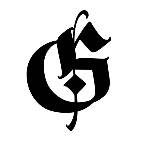 Betű Gótikus Stílusban Vektor Ábécé Szimbólum Fehér Alapon Van Elszigetelve — Stock Vector