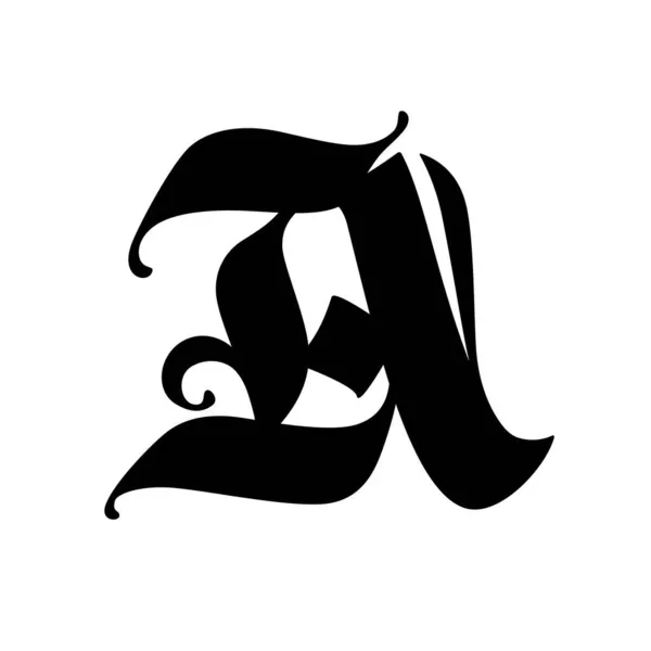 哥特式字母A病媒 这个符号在白色的背景上是孤立的 书法和字母书写 中世纪拉丁字母 公司的标志 字母表纹身用的精致字体 — 图库矢量图片