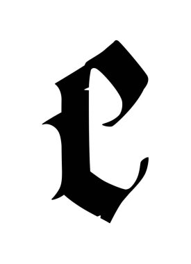 Gotik tarzında C harfi. Vektör. Alfabe. Sembol beyaz bir arkaplanda izole edilmiştir. Kaligrafi ve harfler. Ortaçağ Latince mektubu. Şirketin logosu. Monogram. Dövme için zarif yazı tipi.