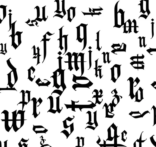 Готичний Шрифт Композиція Вектор Середньовічні Латинські Літери Випадкові Літери Випадковому — стоковий вектор