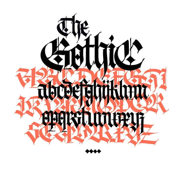 Gotico Vettore Lettere Maiuscole Minuscole Calligrafia Bella Elegante Elegante Font — Vettoriale Stock