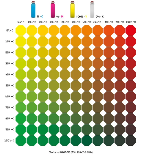 CMYK pattern C + M + 100Y - 0017 colour book — Stock Vector