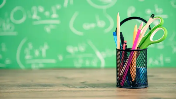 School Books Pencils Desk Education Concept — Stockfoto