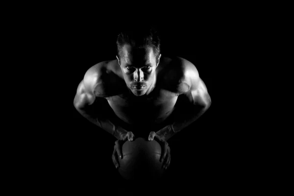 Pushups on ball — Stock Photo, Image