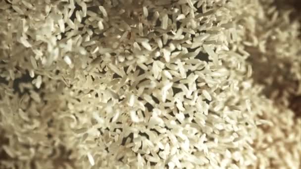 Rijst Stijgt Valt Naar Beneden Macro Achtergrond Bovenaanzicht Textuur Van — Stockvideo