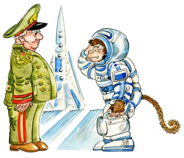 karikatür maymun astronot