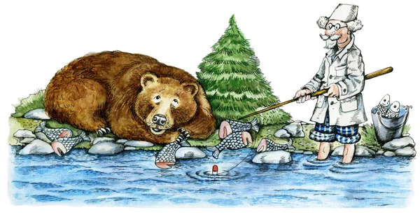 Brown bear eating fish — Stock Photo, Image