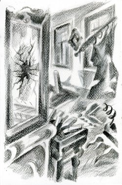 kırık ayna ile ıssız ev iç.