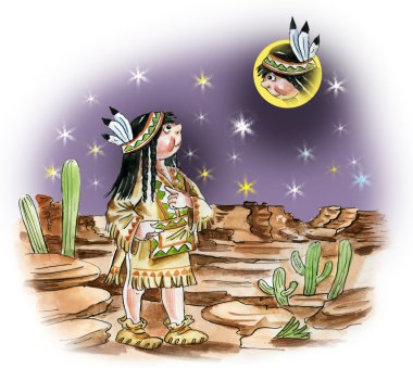 North american indian girl clipart